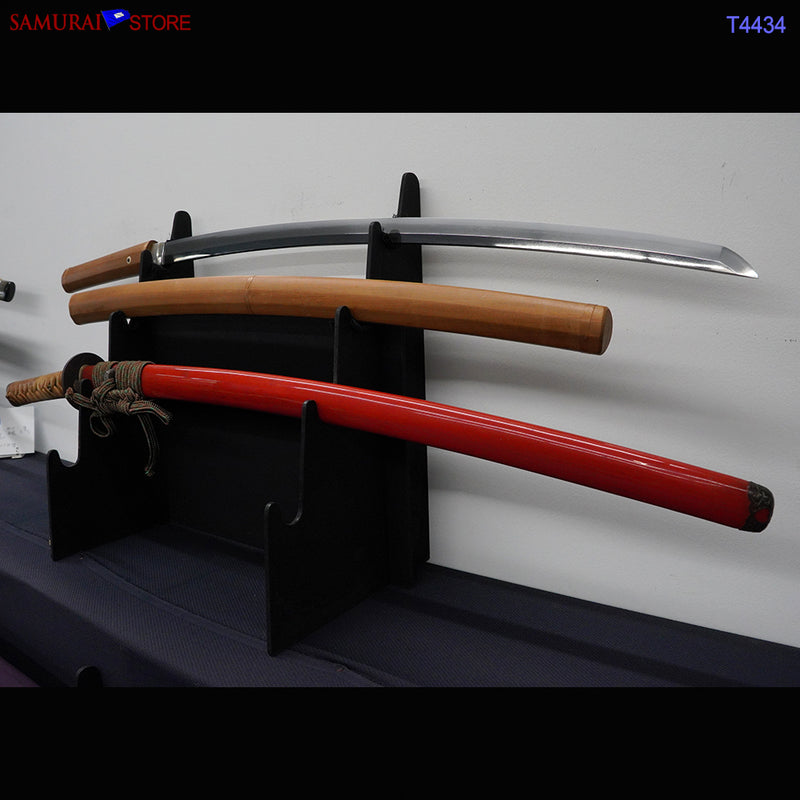 T4434 Katana Sword YOSHIMICHI w/ Red Ornate Mountings - Antique