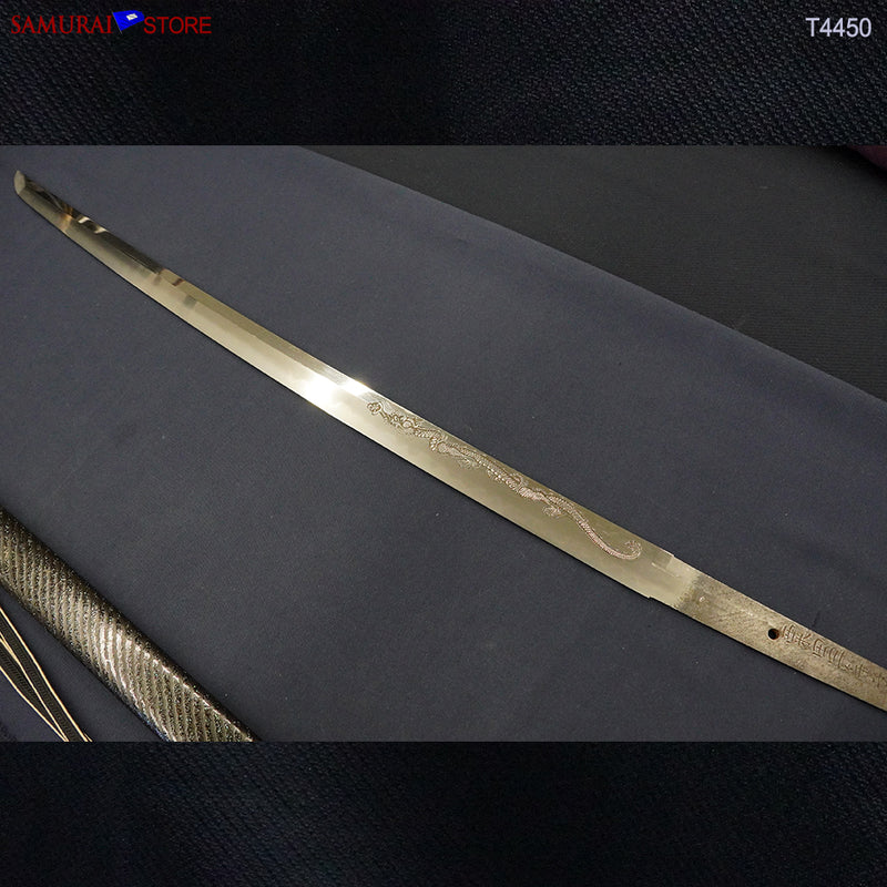 T4450 Katana Sword Tadatsuna Dragon Engravings w/ Antique Ornate Mountings NBTHK Hozon certificated