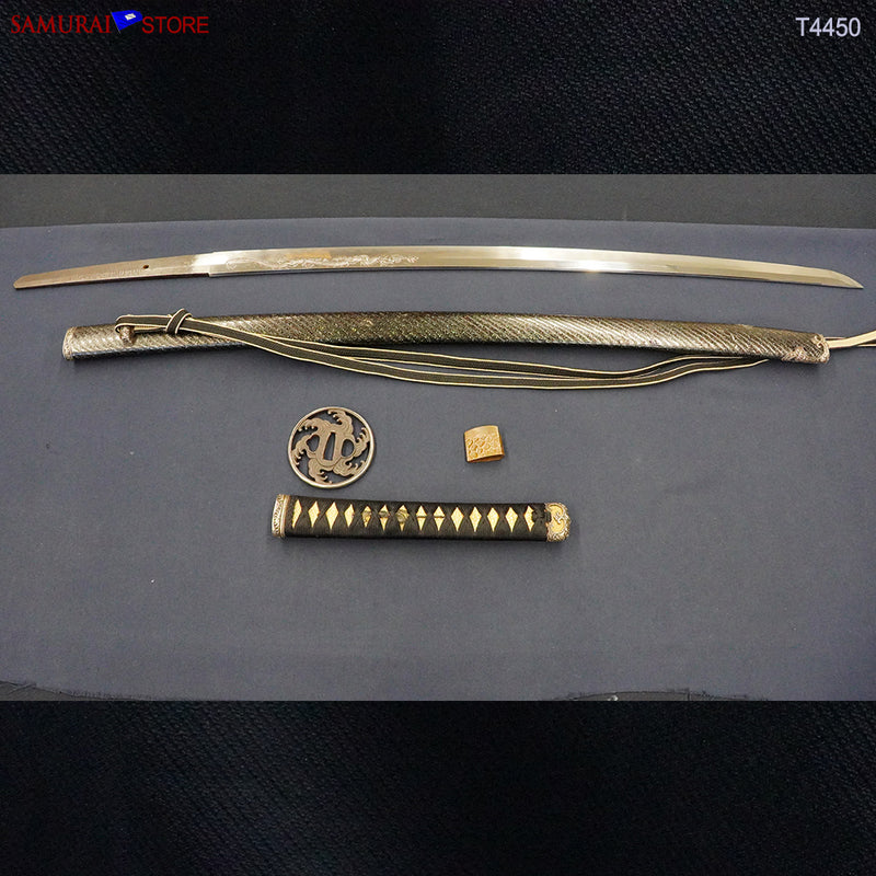 T4450 Katana Sword Tadatsuna Dragon Engravings w/ Antique Ornate Mountings NBTHK Hozon certificated